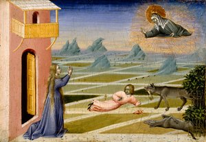 Sainte Claire sauvant un enfant attaqué par un loup, c.1455-60