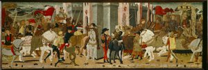 Panneau de Cassone : Entrée triomphale de Romulus et Tatius à Rome