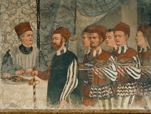 Visite du roi Christian de Danemark à Malpaga en 1474 (fresque) - Girolamo Romanino