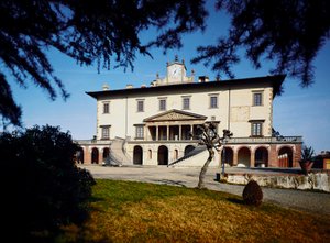 Villa Médicis (Villa Medicea) ; Vue de la Villa Ambra à Poggio a Caiano commencée en 1485 sur un projet de Giuliano da Sangallo