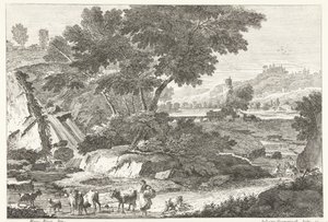 Paysage avec bergers et bétail près d