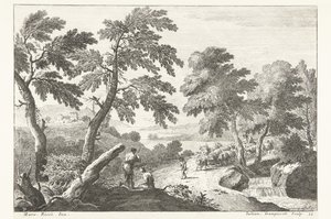 Paysage avec bergers en route près d