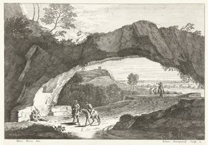 Paysage avec pont de pierre et quelques figures (Paysages italiens) - Giuliano Giampiccoli