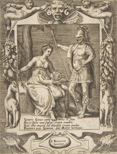 Junon, Mars et Cupidon, dans un cadre élaboré, des 