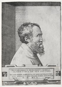 Portrait de Michel-Ange de profil, face à droite