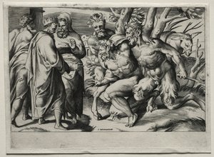 Silenus et le roi Midas, milieu du XVIe siècle - Giulio Bonasone