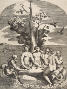 Deux dieux de la mer accompagnés de quatre nymphes, 1531-76 - Giulio Bonasone