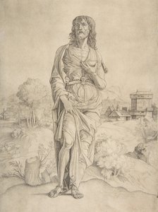Saint Jean-Baptiste debout dans un paysage, figures et bâtiments en arrière-plan, vers 1505-10