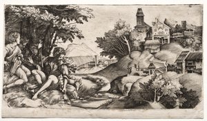 Bergers dans un paysage