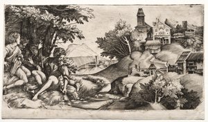 Bergers dans un paysage, vers 1517 - Giulio Campagnola
