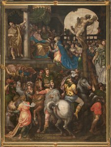Mur en face de la contre-façade du transept sud, Giuseppe Campi, Triomphe de Mardochée 1567