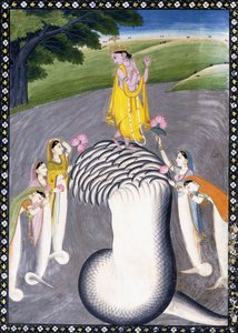Krishna maîtrisant le serpent à têtes multiples