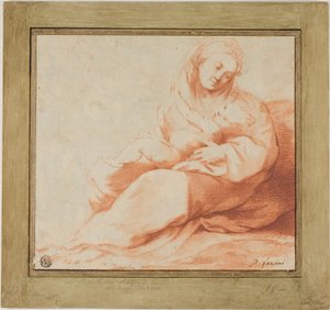 Madone et enfant assis sur le sol