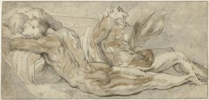 Trois hommes allongés - Giulio Romano