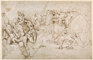 Neoptolemus emmenant Andromaque en captivité après la chute de Troie - Giulio Romano