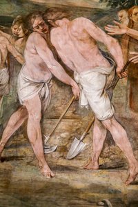 Romulus trace la ligne de démarcation autour de la future ville de Rome (détail) - Giuseppe Cesari