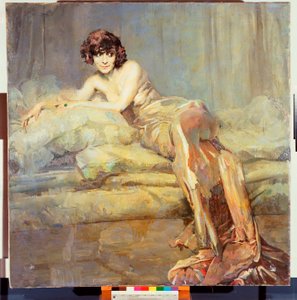 Portrait de femme en gris ou Maria Melato - Giuseppe Amisani