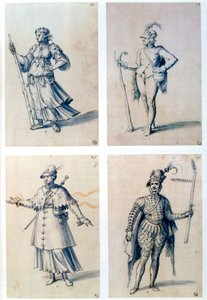 Conceptions de costumes pour des personnages allégoriques, 16ème siècle