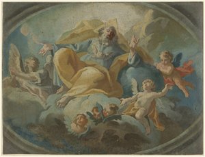 Dieu avec des anges dans les nuages - Giuseppe Baroni