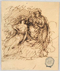 Croquis figuratif avec une fille assise conversant avec une fille debout