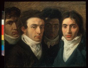 Autoportrait avec Felice Bellotti, Gaetano Cattaneo et Carlo Porta