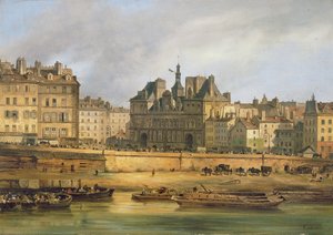 Hôtel de Ville et quai, Paris, 1828