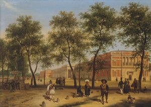 Vue présumée du Paseo del Prado avec le Musée du Prado, Madrid, 1827