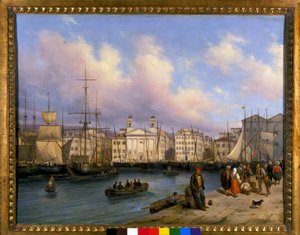 Vue du port de Trieste, peinture de G. Canelia