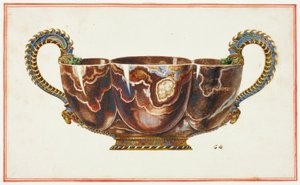 Bassin avec poignées émaillées, décoré de têtes de dragon et de bélier