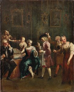 Chanteur au clavecin avec admirateurs, 1730s