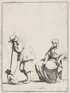 Paysanne debout avec un chien et une femme assise - Giuseppe Maria Crespi