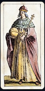 La Papesse Jeanne représentée sur un jeu de Tarot manuscrit par C.M.Mitelli
