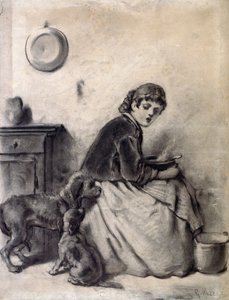 Femme avec des chiens - Giuseppe Mazza