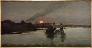 Pêche au coucher du soleil