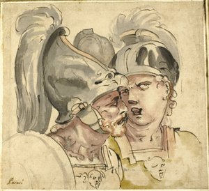 Deux soldats casqués en conversation - Giuseppe Passeri