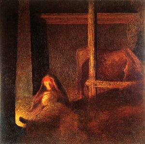 La vieille femme dans la grange