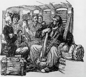 Tartarin dans une calèche pour Tartarin sur les Alpes par Alphonse Daudet, Milan