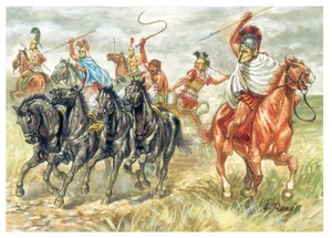 Grèce antique : soldats de cavalerie et char grec
