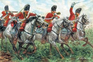 Premier Empire : la charge des Royal Scots Greys, régiment de dragons écossais, à Waterloo - Giuseppe Rava