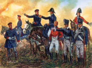 Guerre napoléonienne : Arthur Wellesley, duc de Wellington (1769-1852) commandant les troupes britanniques et Gebhard Leberecht von Blücher (1742-1819) commandant l