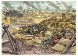 Seconde Guerre mondiale : Bataille de Koursk en 1943 entre les forces allemandes et soviétiques - Illustration de Giuseppe Rava