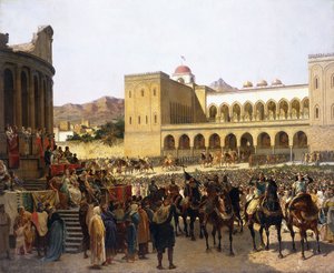 La sortie de Ruggero I, Roi de Sicile, du Palazzo Reale