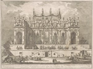 La Seconda Macchina pour la Chinea de 1764 : Une magnifique galerie illuminée la nuit