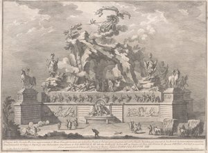 La Seconde Machine pour la Chinea de 1767 : Le Mont Etna avec la forge de Vulcain - Giuseppe Vasi, after Giuseppe Palazzi, after Paolo Posi