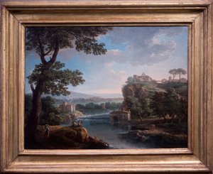 Vue de rivière avec pêcheur