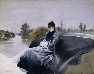 Dame dans une calèche