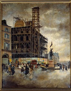 Place des Pyramides, construction du pavillon de Marsan (Paris) en 1880 - Giuseppe or Joseph de Nittis