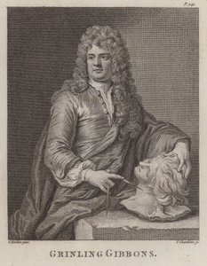 Grinling Gibbons, sculpteur et sculpteur sur bois anglais (gravure) - Godfrey (after) Kneller