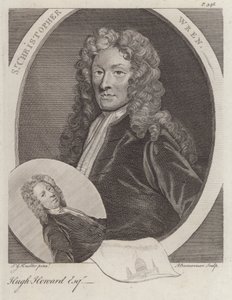 Sir Christopher Wren, architecte anglais, et Hugh Howard, artiste et collectionneur anglais (gravure) - Godfrey (after) Kneller