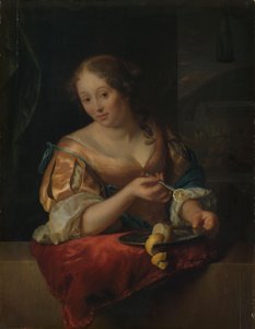 Jeune femme avec citron - Godfried Schalcken